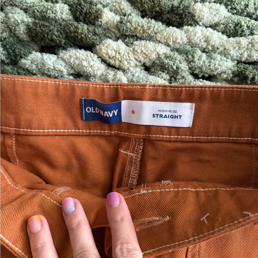 Old Navy Terracotta High-Rise Straight Pants